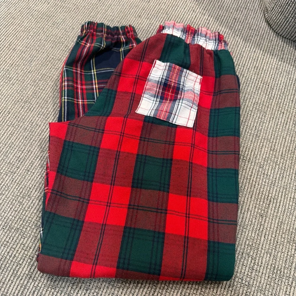 Kids Plaid Pajama Bottoms Fire Resistant - Jogger style ankles Comfy Colorblock